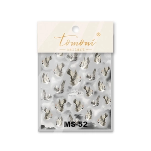Autocollant nail art grues chinoises Tomoni avec emballage en carton blanc élégant