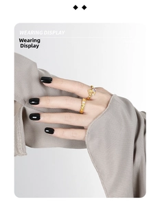 Wearing display of irregular gold S925 silver rings with micro-pave zircons for women