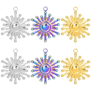 Sunburst Pendant Necklace Stainless Steel Gold Plated Minimalist Dainty Starburst Jewelry For Women