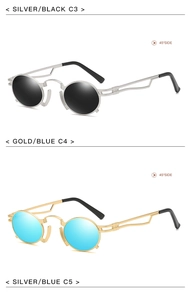 Detailed comparison of vintage steampunk sunglasses in silver and gold metal frames