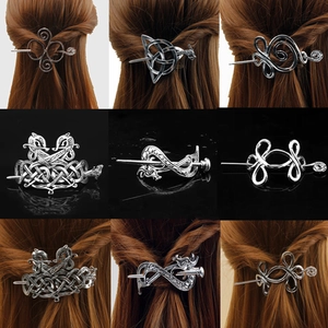 Viking Celtic Knot Hair Stick Metal Dragon Spiral Motif Retro Hairpin Vintage Norse Hair Jewelry Accessory For Women