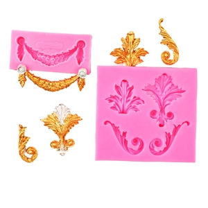 Baroque style relief silicone mold set for fondant chocolate and clay crafts