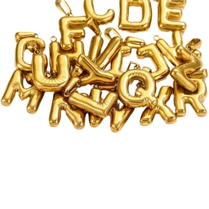 Polished 18K gold plated stainless steel bubble letter pendants for DIY jewelry making
