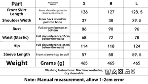 Guide détaillé des tailles pour la robe longue brodée avec mesures pour S, M, et L