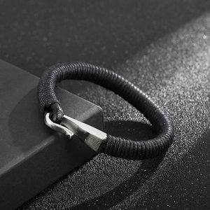 Men's Braided Cowhide Leather Bracelet Stainless Steel Hook Buckle Multi-Layer Wrap Industrial Style Minimalist Cool Jewelry