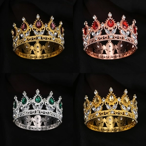 Luxury baroque crowns with colorful gemstones in gold, silver, and rose gold finishes