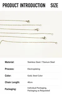 Technical detail of a 40cm stainless steel geometric necklace with lobster clasp closure