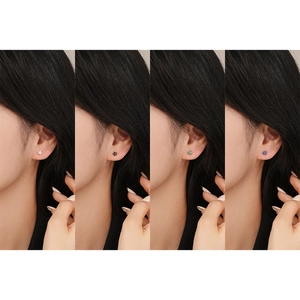 Elegant S925 sterling silver flower stud earrings with colorful zircon stones in four colors