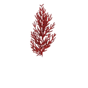 Sparkling red glitter artificial pine branch for Christmas tree decoration and crafts