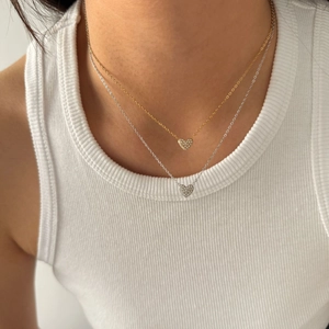 Stainless Steel Heart Pendant Necklace With Cubic Zirconia Pavé Set Dainty Minimalist Fashion Jewelry For Women
