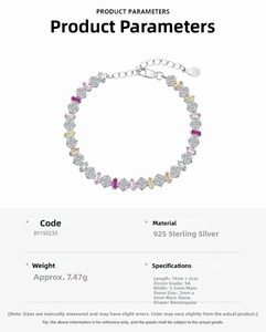 Detail of S925 sterling silver bracelet with rainbow 5A cubic zirconia stones and S925 hallmark