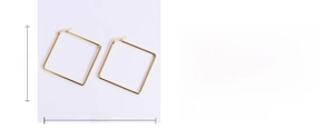 Size guide for square 38mm gold hoop earrings in polished titanium steel