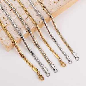 Sleek gold and silver stainless steel herringbone flat snake chains in 3mm and 4mm widths