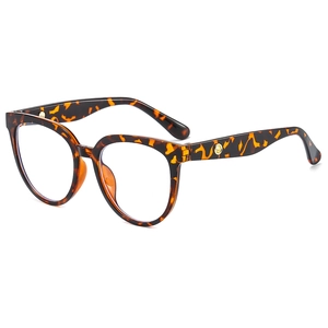 Retro tortoise shell oversized eyeglasses frame with anti-blue light clear lenses