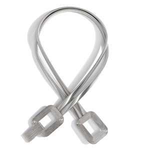 Macro shot of double-layered spring chain belt with silver square metal buckles