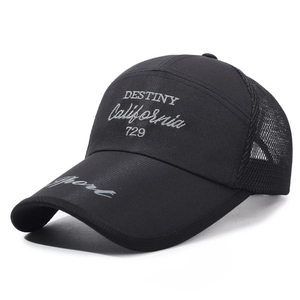 Men's breathable black mesh baseball cap with long brim and Destiny embroidery