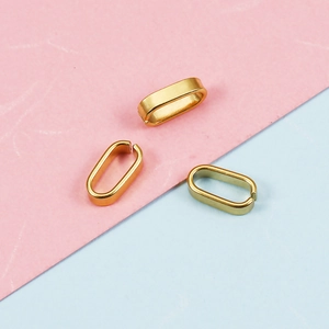 Three oval gold-plated stainless steel connector rings for DIY jewelry necklaces