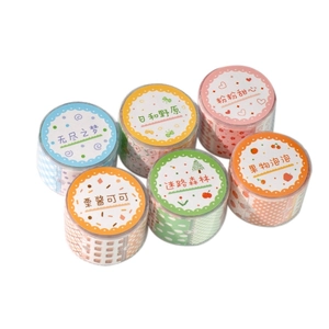 Set of 6 floral glitter washi tape rolls for scrapbooking DIY decoration on white background