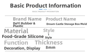 Detailed parameter chart for dream castle storage box mold made of 8mm food-grade silicone