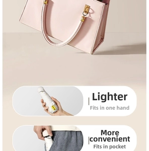 Macro detail of mini white umbrella with yellow dots and a matching pink tote bag