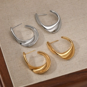 Boucles d'oreilles créoles en acier inoxydable doré et argenté en forme de U