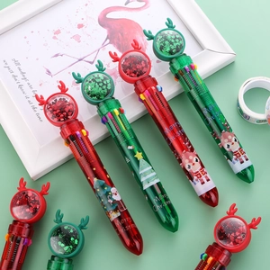 Christmas Multi Color Ballpoint Pen Retractable Plastic Glitter Sequin Reindeer Antler Cute Festive Stationery Gift