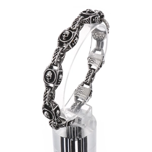 Bracciale punk da uomo in acciaio inossidabile con maglie a teschio vintage