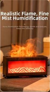 Detail of humidifier showing simulation flame effect and nano mist atomization technology