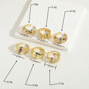 Luxurious 14K gold plated zircon rings set with various elegant palace style designs