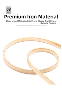 Detailed macro view of the bright golden elastic metal waist belt with fine spring texture