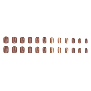 Short square press-on nails in cocoa brown and mocha mocha shades with mirror finish
