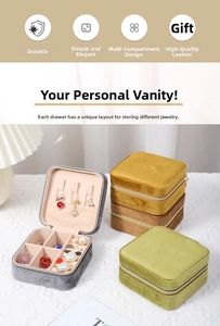 Macro detail of velvet jewelry organizer with multi-compartments and zipper closure