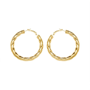 French style hollow twisted hoop earrings in 18k gold plated stainless steel