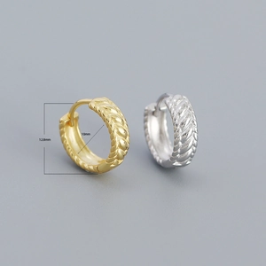 S925 sterling silver braided hoop earrings in gold and silver finish with dimensions