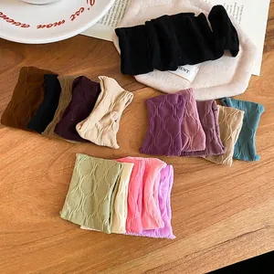 Elastic knit hairband set with argyle texture in multi-color morandi earth tones