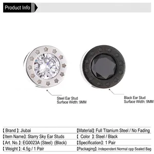 Star pattern titanium steel stud earrings with cubic zirconia for men and women