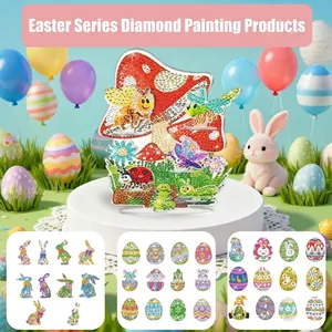 Kit Pintura Diamante DIY Adornos Pascua Estrás Acrílico Decoración Escritorio Conejo Huevos Artesanía Para Hogar Vacaciones