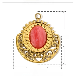 Detailed view of teardrop natural stone pendant with dimensions 18mm by 16mm