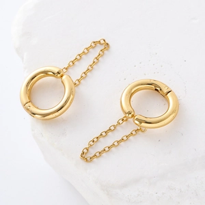Elegant gold stainless steel hoop earrings with hanging long chain tassels for women