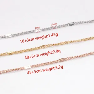 Minimalist stainless steel curb chain necklace in silver gold and rose gold finishes