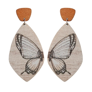 Boucles d'oreilles bohèmes en bois avec ailes de papillon colorées et tiges en acier