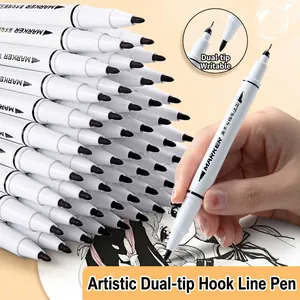 Black Dual Tip Marker Pen Permanent Oil Based Water Based Quick Dry Waterproof For Art Drawing Sketching Office Supplies