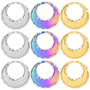 Hammered Stainless Steel Pendant Irregular Round Crescent Charm DIY Jewelry Making Accessory Minimalist Style For Women