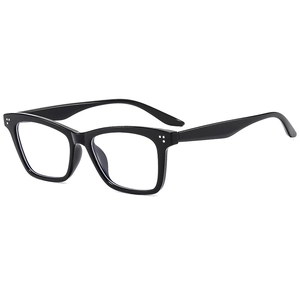 Classic black square frame sunglasses with silver rivet details on white background