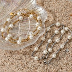 Stainless Steel Shell Artificial Pearl Beaded Necklace For Women Chic Minimalist INS Style Fashion Temperament Jewelry Gift