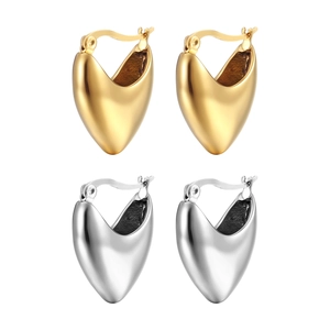 Boucles d'oreilles créoles cœur polies en or 18 carats et argent en acier titane