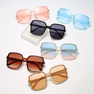 Square gradient sunglasses for women in multiple trendy colors on white background