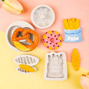 Silicone baking molds for DIY fondant cookie doughnut and bread shaped resin crafts