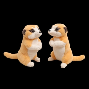 Lifelike standing meerkat plush toy with realistic facial features and soft fur texture