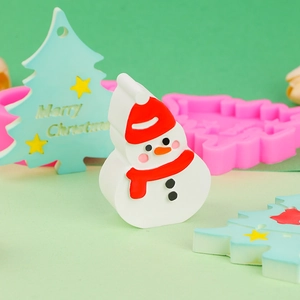 Christmas snowman and tree silicone mold for DIY candles and chocolate baking tools
